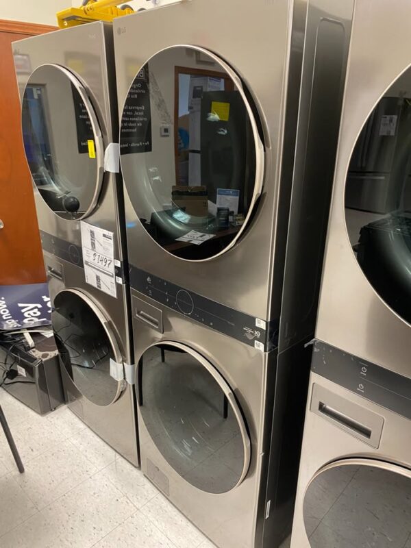 LG WashTower Stacked SMART Laundry Center 4.5 Cu.Ft. Front Load Washer & 7.4 Cu.Ft. Electric Dryer in Graphite Steel