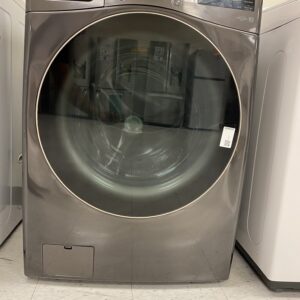 LG 4.5 Cu. Ft. Stackable SMART Front Load Washer in Black Steel with Steam and TurboWash360 Technology