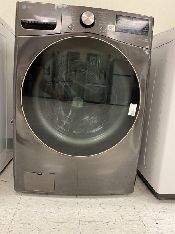 LG 4.5 Cu. Ft. Stackable SMART Front Load Washer in Black Steel with Steam and TurboWash360 Technology