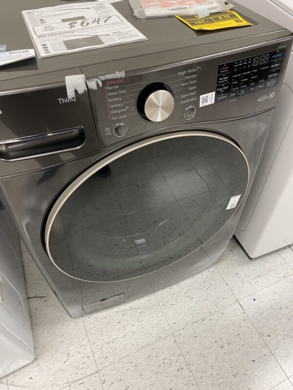 LG 4.5 Cu. Ft. Stackable SMART Front Load Washer in Black Steel with Steam and TurboWash360 Technology