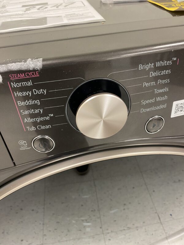 LG 4.5 Cu. Ft. Stackable SMART Front Load Washer in Black Steel with Steam and TurboWash360 Technology