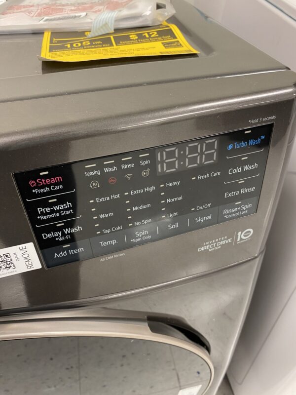 LG 4.5 Cu. Ft. Stackable SMART Front Load Washer in Black Steel with Steam and TurboWash360 Technology