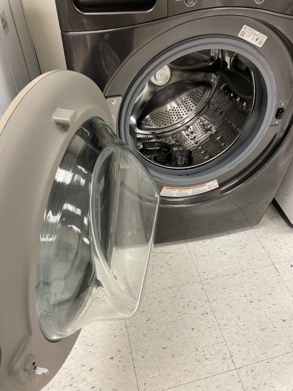 LG 4.5 Cu. Ft. Stackable SMART Front Load Washer in Black Steel with Steam and TurboWash360 Technology