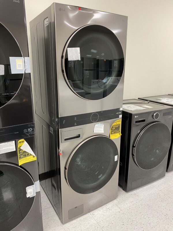 LG WashTower Stacked SMART Laundry Center 4.5 Cu.Ft. Front Load Washer & 7.4 Cu.Ft. Electric Dryer in Graphite Steel