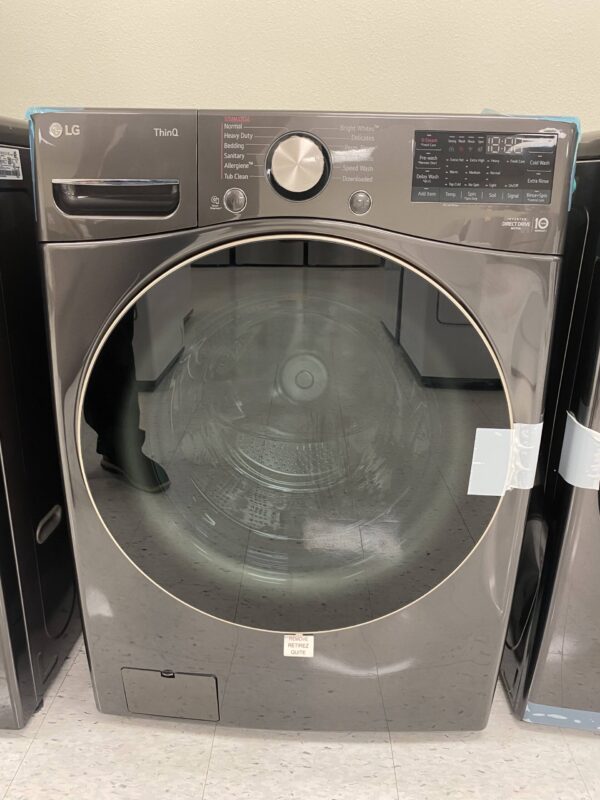 LG 4.5 Cu. Ft. Stackable SMART Front Load Washer in Black Steel with Steam and TurboWash360 Technology
