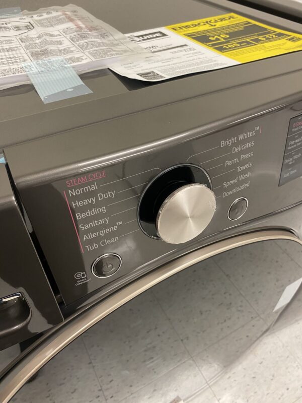 LG 4.5 Cu. Ft. Stackable SMART Front Load Washer in Black Steel with Steam and TurboWash360 Technology