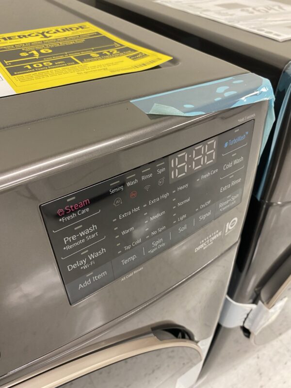 LG 4.5 Cu. Ft. Stackable SMART Front Load Washer in Black Steel with Steam and TurboWash360 Technology