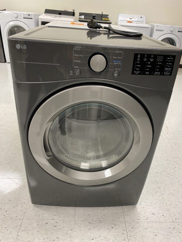 LG 7.4 cu. ft. Vented Stackable Electric Dryer in Middle Black with Sensor Dry Technology