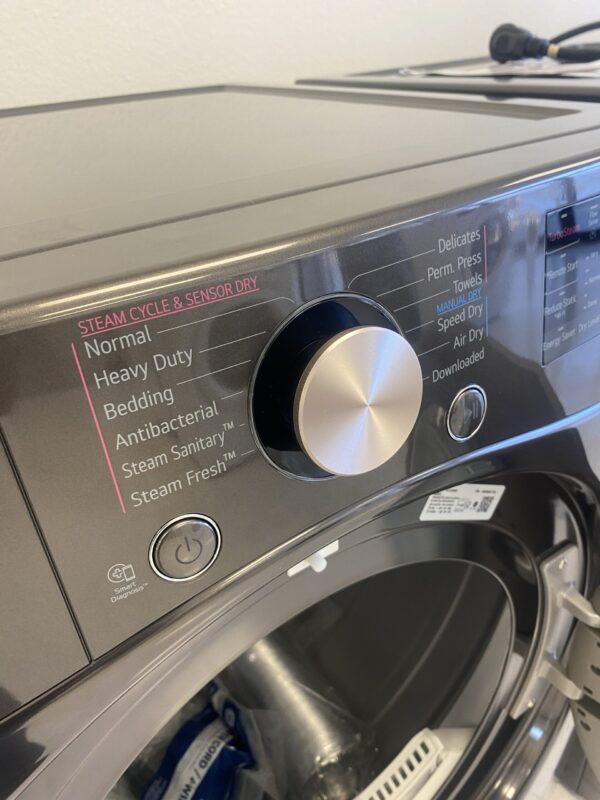 LG 7.4 Cu. Ft. Vented SMART Stackable Electric Dryer in Black Steel with TurboSteam and Sensor Dry Technology