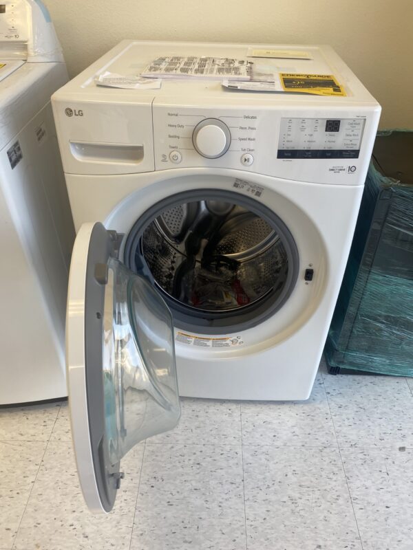 IMG_0435 LG 4.5 Cu. Ft. Stackable Front Load Washer in White with Coldwash Technology