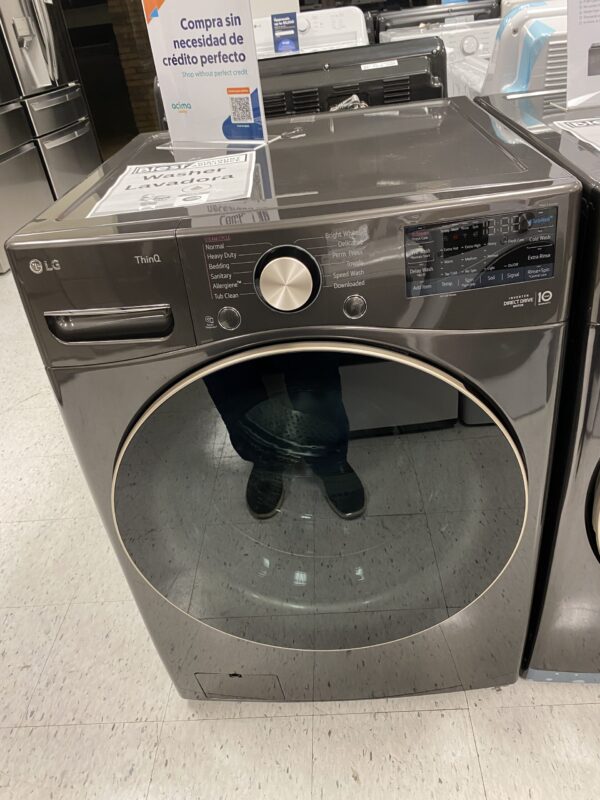 IMG_1001 LG 4.5 Cu. Ft. Stackable SMART Front Load Washer in Black Steel with Steam and TurboWash360 Technology