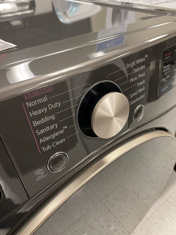 IMG_1003 LG 4.5 Cu. Ft. Stackable SMART Front Load Washer in Black Steel with Steam and TurboWash360 Technology