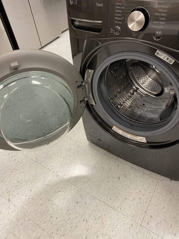 IMG_1005 LG 4.5 Cu. Ft. Stackable SMART Front Load Washer in Black Steel with Steam and TurboWash360 Technology