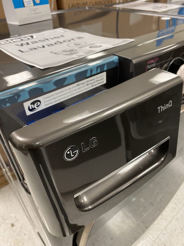 LG 4.5 Cu. Ft. Stackable SMART Front Load Washer in Black Steel with Steam and TurboWash360 Technology