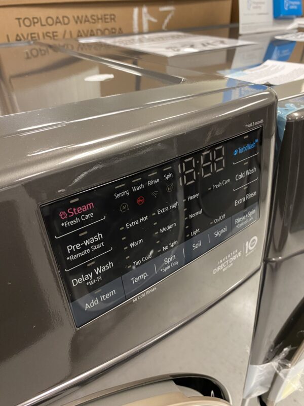 LG 4.5 Cu. Ft. Stackable SMART Front Load Washer in Black Steel with Steam and TurboWash360 Technology