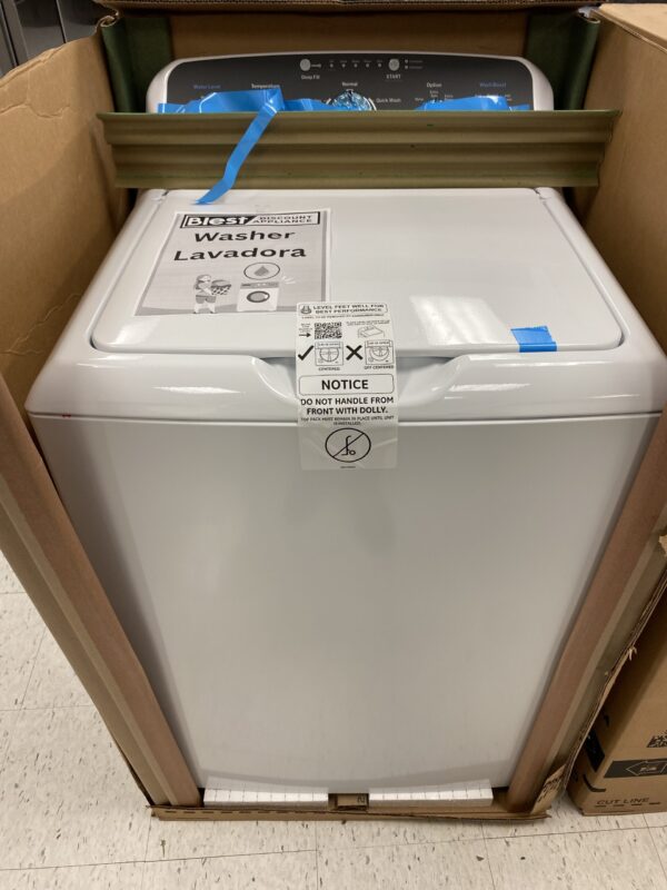GE 4.5 cu. ft. Top Load Washer in White with Dual Action Agitator and Cold Plus, Sanitize with Oxi