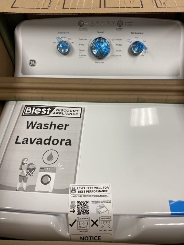 GE 4.3 cu. ft. Top Load Washer in White with Dual Action Agitator and Cold Plus, Sanitize with Oxi