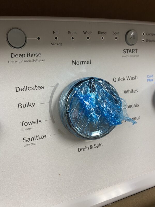 GE 4.3 cu. ft. Top Load Washer in White with Dual Action Agitator and Cold Plus, Sanitize with Oxi