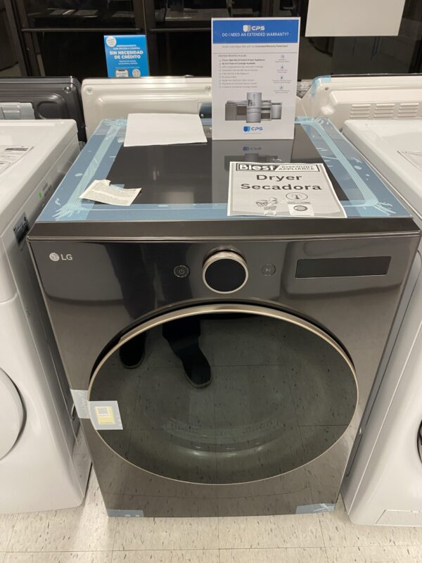 LG 7.4 cu. ft. Vented Stackable SMART Electric Dryer in Black Steel with TurboSteam and AI Sensor Dry Technology