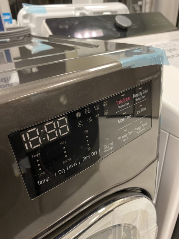 LG 9.0 cu. ft. Vented SMART Stackable Electric Dryer in Black Steel with TurboSteam and Sensor Dry Technology