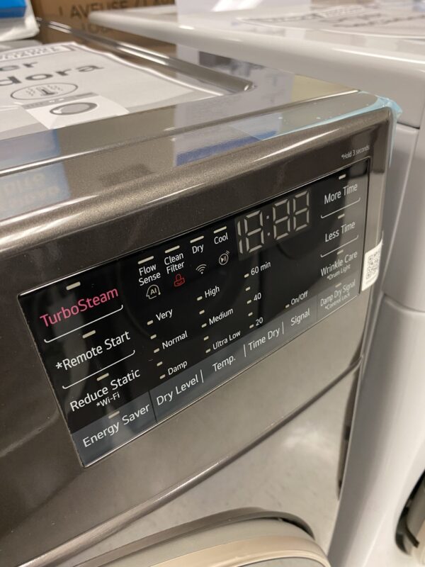 LG 7.4 Cu. Ft. Vented SMART Stackable Electric Dryer in Black Steel with TurboSteam and Sensor Dry Technology