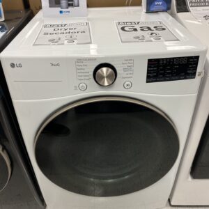 LG 7.4 Cu. Ft. Vented SMART Stackable Gas Dryer in White with TurboSteam and Sensor Dry Technology
