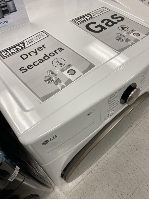 LG 7.4 Cu. Ft. Vented SMART Stackable Gas Dryer in White with TurboSteam and Sensor Dry Technology