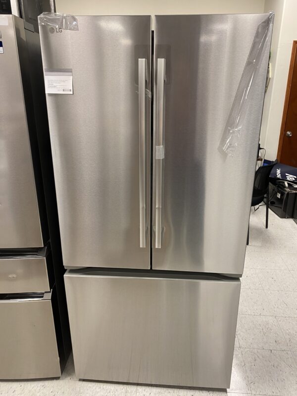 LG 33 in. W. 25 cu. ft. Smart 3-Door French Door Refrigerator Standard Depth MAX in PrintProof Stainless Steel