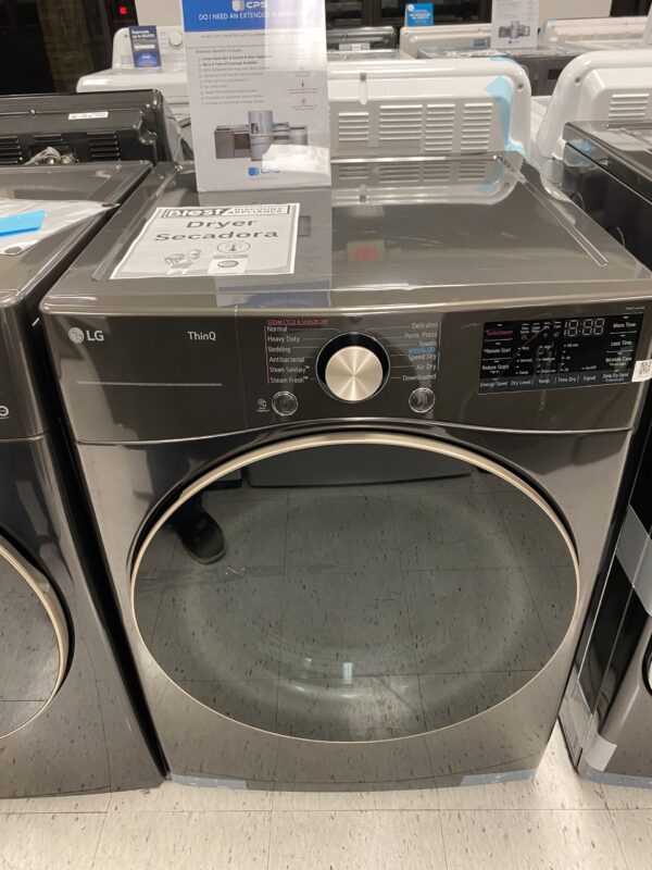 LG 7.4 Cu. Ft. Vented SMART Stackable Electric Dryer in Black Steel with TurboSteam and Sensor Dry Technology