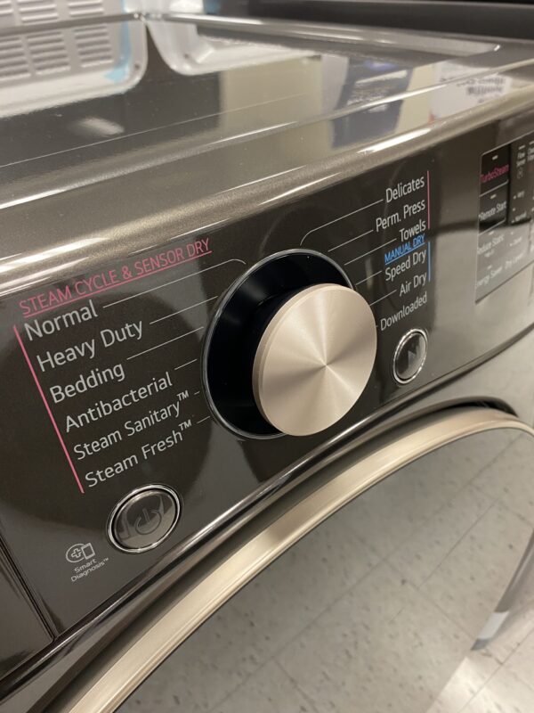 LG 7.4 Cu. Ft. Vented SMART Stackable Electric Dryer in Black Steel with TurboSteam and Sensor Dry Technology
