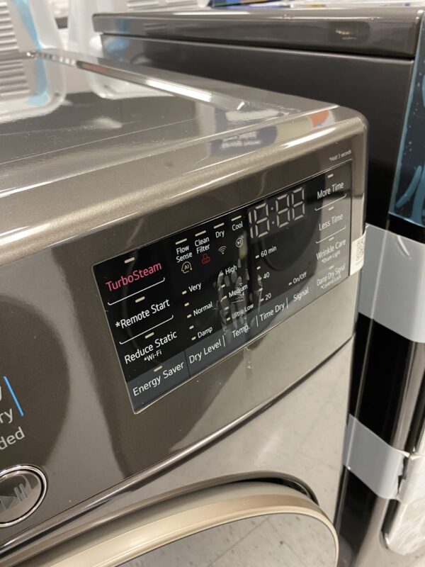 LG 7.4 Cu. Ft. Vented SMART Stackable Electric Dryer in Black Steel with TurboSteam and Sensor Dry Technology