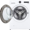 LG 5.0 cu. ft. Stackable Smart Front Load Washer washing lavadora clothes in White