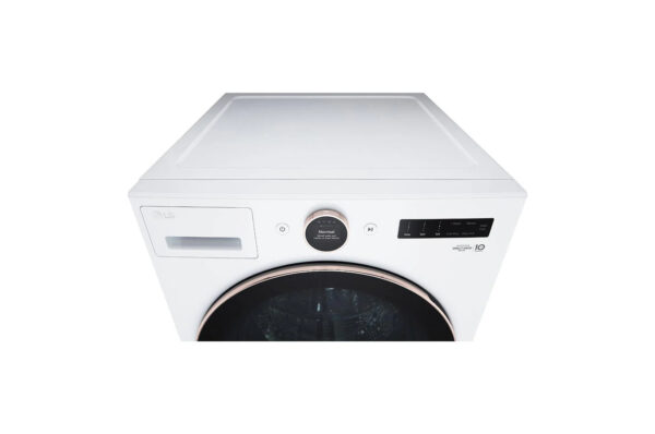 LG 5.0 cu. ft. Stackable Smart Front Load Washer washing lavadora clothes in White