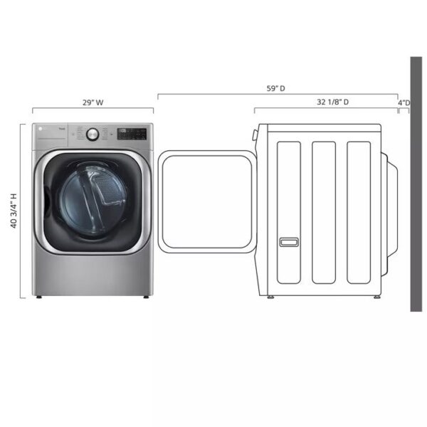 LG 9.0 cu ft Mega Capacity Smart WiFi Front Load Electric Dryer with TurboSteam secadora ropa