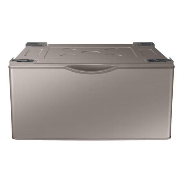 2 Samsung 27 in. Laundry Pedestal in Champagne with Storage Drawer