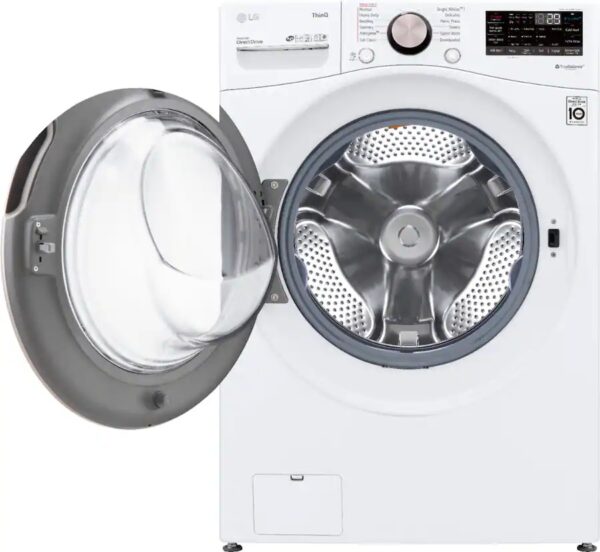 2 (PED Included) LG 4.5 Cu. Ft. Stackable SMART Front Load Washer in White with Steam and TurboWash360 Technology