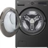 2 LG 5.0 cu. ft. Stackable Smart Front Load Washer in Black Steel with AI Digital Dial, Steam and TurboWash360