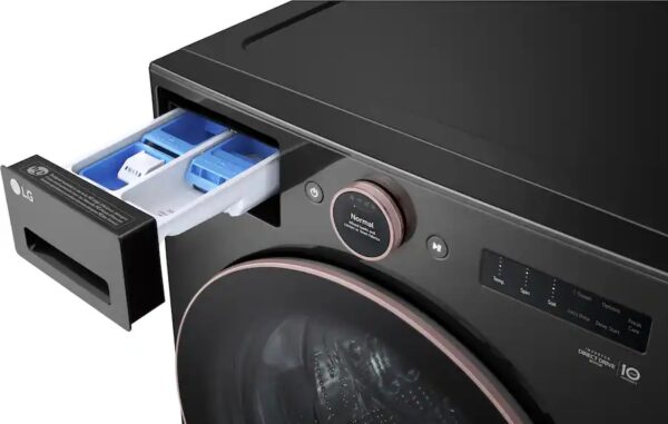 3 LG 5.0 cu. ft. Stackable Smart Front Load Washer in Black Steel with AI Digital Dial, Steam and TurboWash360