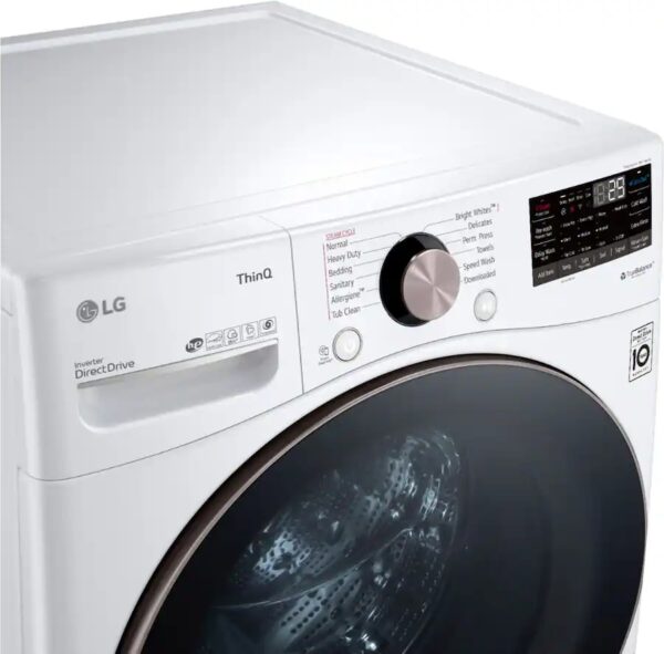 4 (PED Included) LG 4.5 Cu. Ft. Stackable SMART Front Load Washer in White with Steam and TurboWash360 Technology