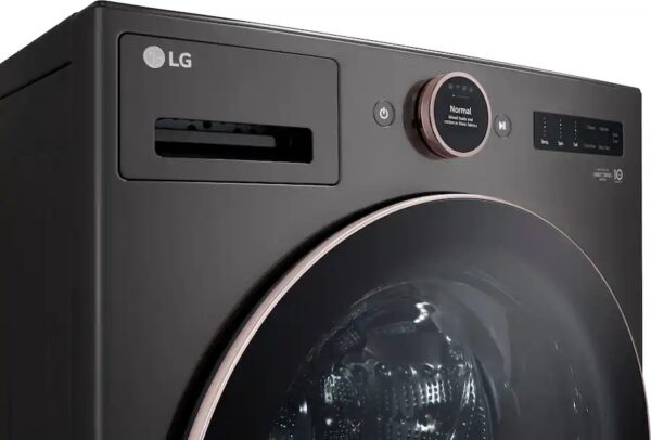 4 LG 5.0 cu. ft. Stackable Smart Front Load Washer in Black Steel with AI Digital Dial, Steam and TurboWash360