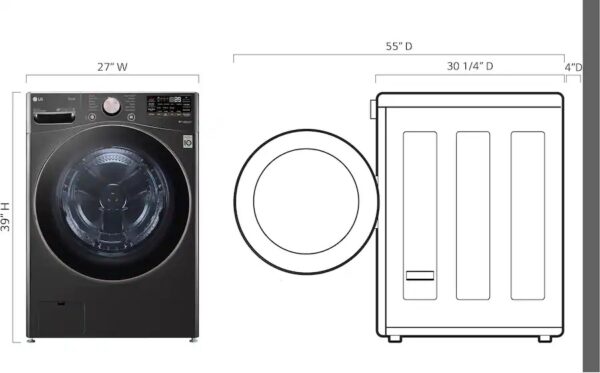 5 LG 4.5 cu. ft. lavadora washer front load laundry machine Black Steel steam In Stock