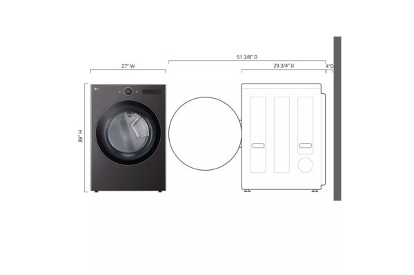 LG 7.4 cu. ft. secadora dryer vented ropa smart stackable Black Steel AI