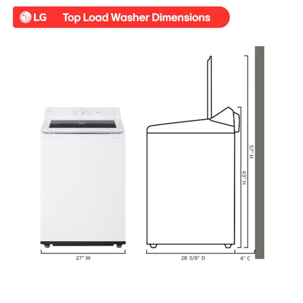 5 LG 4.8 cu.ft. lavadora washer top load clothes AI agitator Alpine White