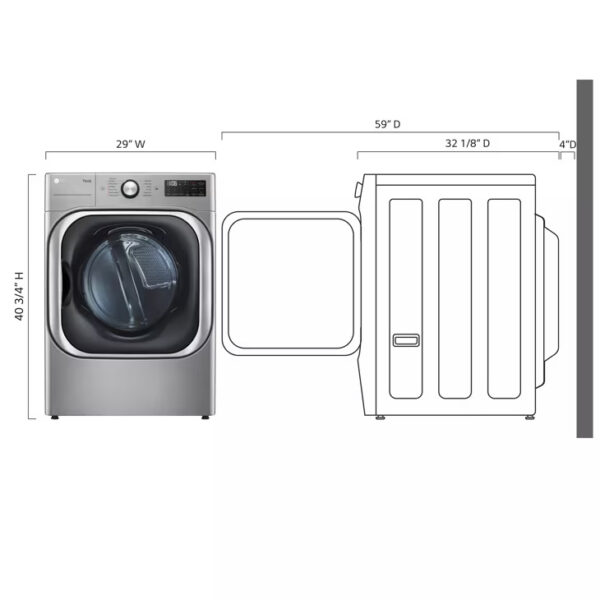 LG 9.0 cu. ft. secadora dryer ropa vented smart stackable Graphite Steel con pedestal