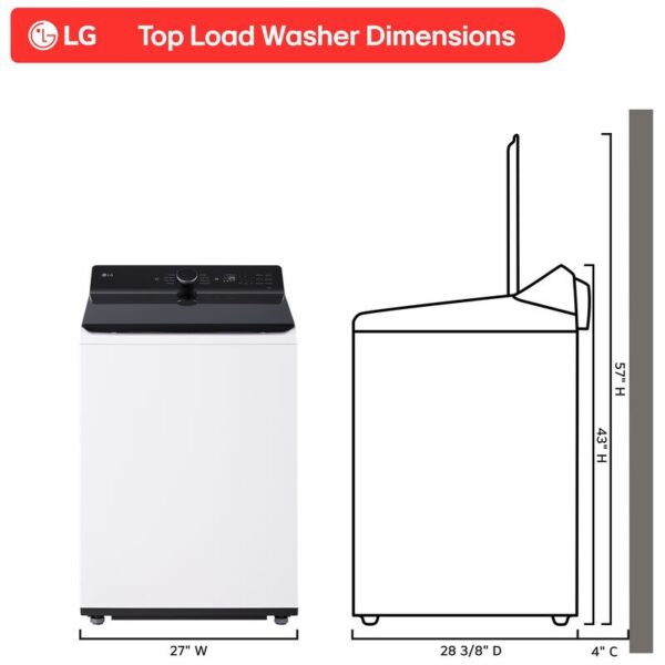 LG 5.5 cu. ft. lavadora washer top load laundry machine clothes Alpine White In Stock