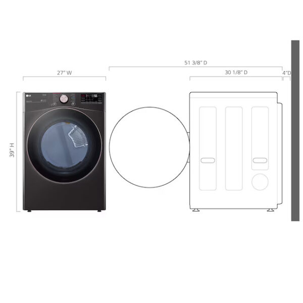 LG 7.4 cu. ft. secadora dryer vented ropa smart stackable Black Steel