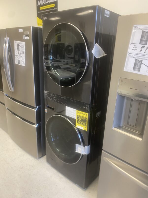 Washer dryer combo gas tower 4.5 and 7.4 cu ft black steel special deal available today