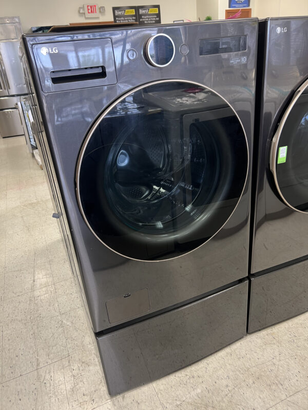 IMG_7921 LG 5.0 cu. ft. Stackable Smart Front Load Washer in Black Steel with AI Digital Dial, Steam and TurboWash360
