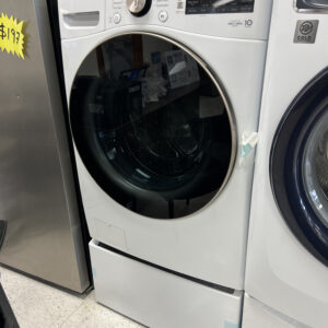 (PED Included) LG 4.5 Cu. Ft. Stackable SMART Front Load Washer in White with Steam and TurboWash360 Technology