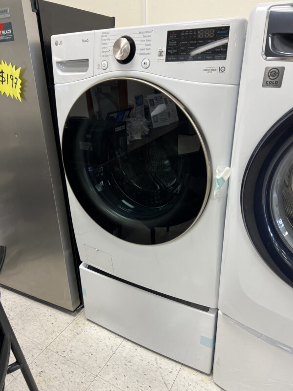 IMG_8017 (PED Included) LG 4.5 Cu. Ft. Stackable SMART Front Load Washer in White with Steam and TurboWash360 Technology